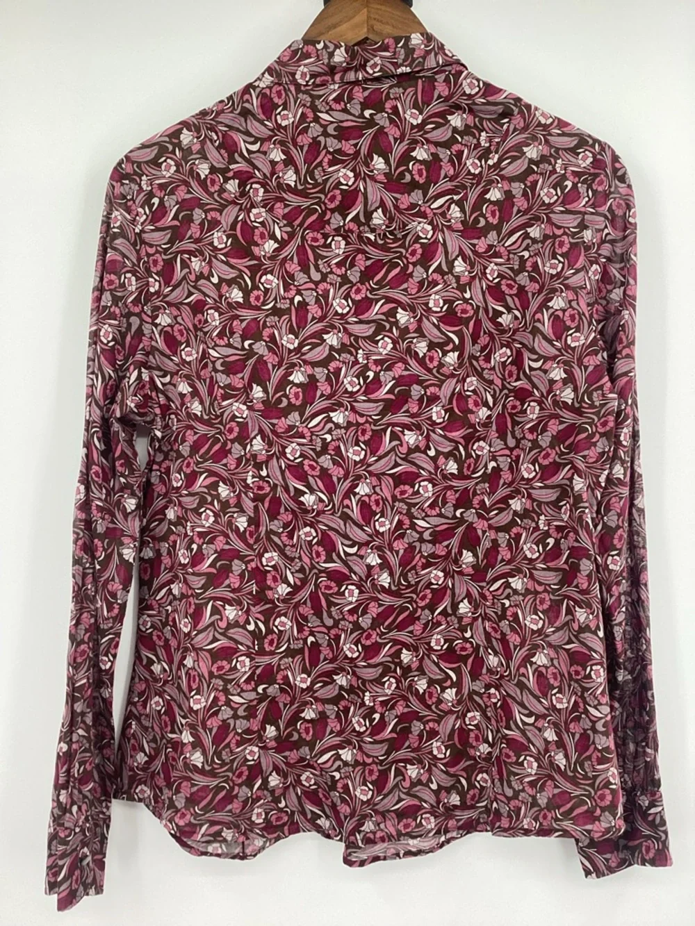 Banana Republic Maroon and Pink Floral Print Button-Down Shirt - Picture 3 of 10